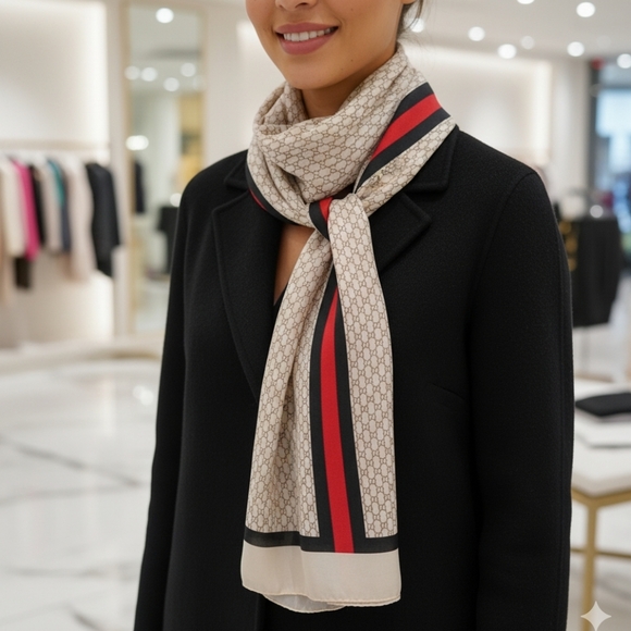 Large Italian silk wrap Gucci Style scarf - Picture 1 of 4